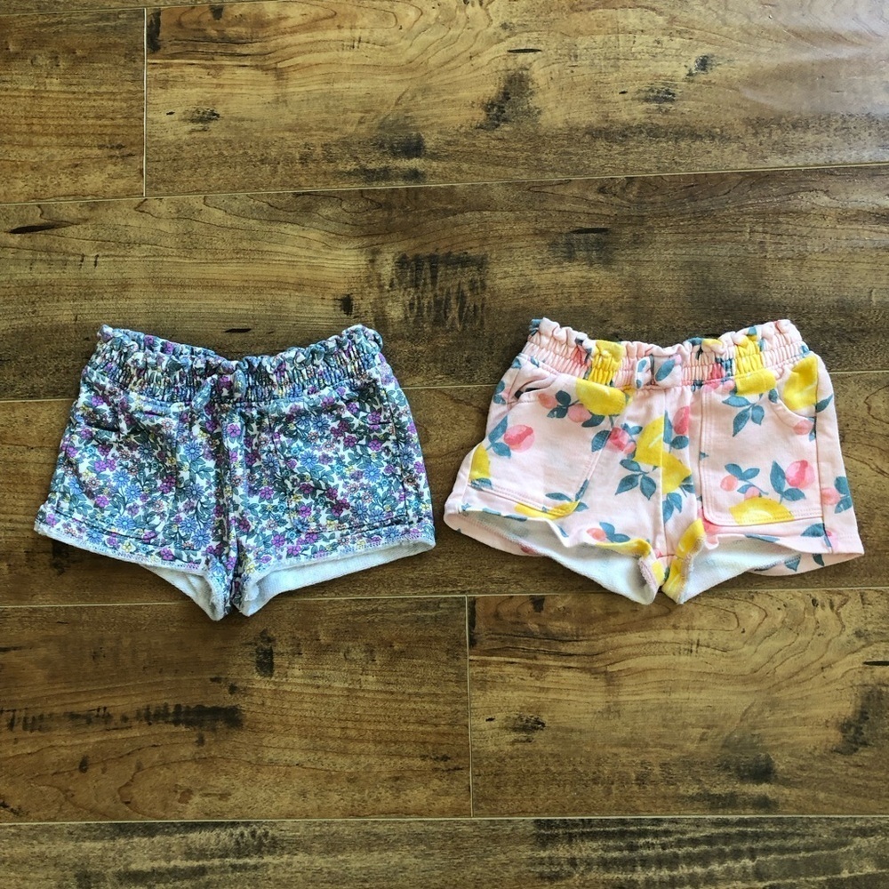 OshKosh B'gosh Baby Girl 2-Piece Floral Lemons Pull-On French Terry Shorts 12M